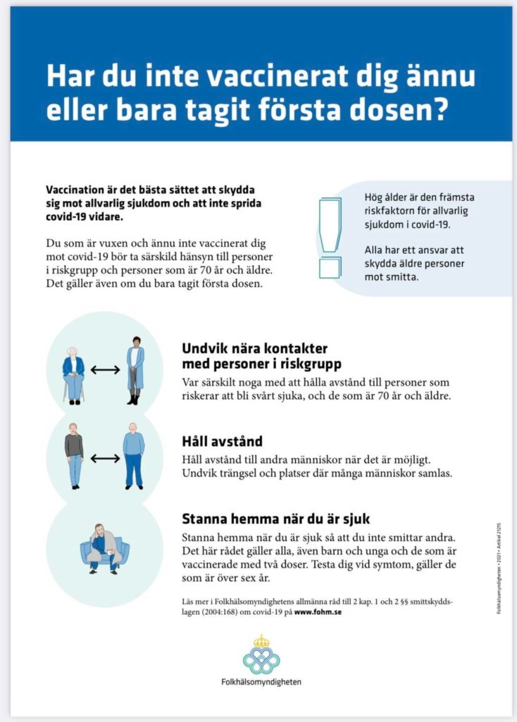 Informationsbild till den som ännu inte vaccinerat sig eller bara tagit första dosen.